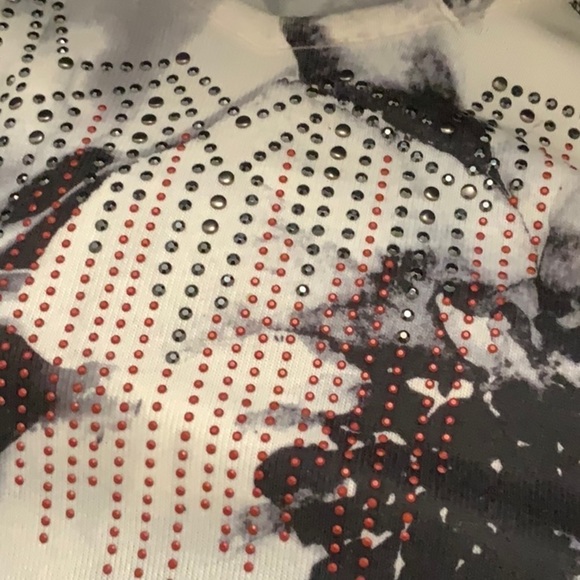 One WORLD black and white asymmetrical blouse S - Picture 6 of 7